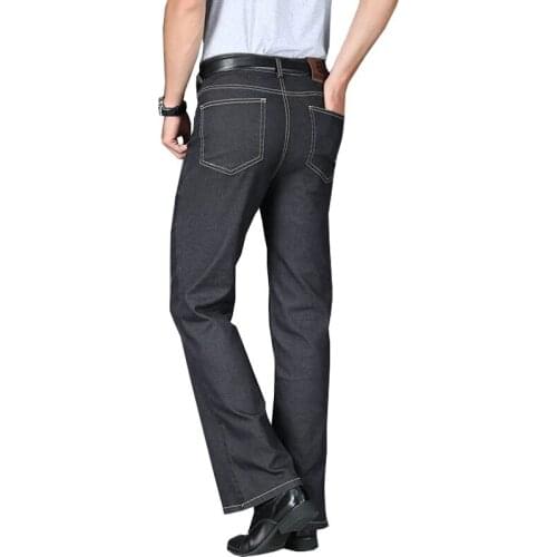 Black Jeans Mens Big Flared Jeans Boot Cut Leg Flared Loose Fit high Waist Male Designer Classic thin Denim Jeans