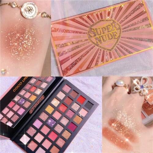 Coco Urban32 Color Eyeshadow Palette Pearly Glitter Eyeshadow Palette Shiny Waterproof Glitter Diamond Super Glitter Eye Shadow