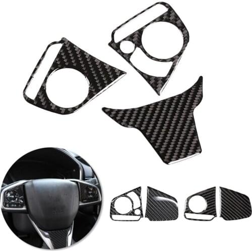 For Honda Civic 10th Gen 2016 2017 2018 2019 Car-styling Interior Steering Wheel Panel Carbon Fiber Cover Decor