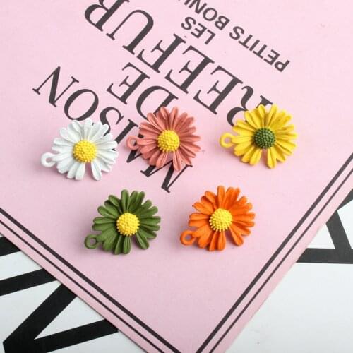 10Pcs/Lot New Colorful Enamel Small Daisy Flower Charms For Bracelet Earring Necklace Pendants Alloy Jewelry Making Findings