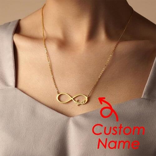 EManco Customized Name Necklace Custom Personalized Letter Choker Necklace Stainless Steel Pendant Nameplate Gift Dropshipping