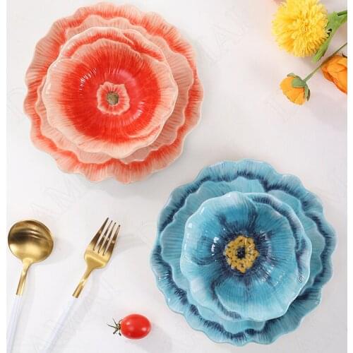 Relief Ceramic Plate Creativity Western Steak Dish Afternoon Tea Dessert Organizer American Home Modern Kitchen Tableware