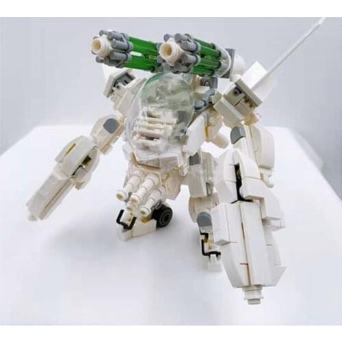 STEM MOC Mecha Alpha Model Small Particle Building Blocks Educational Toy White Model