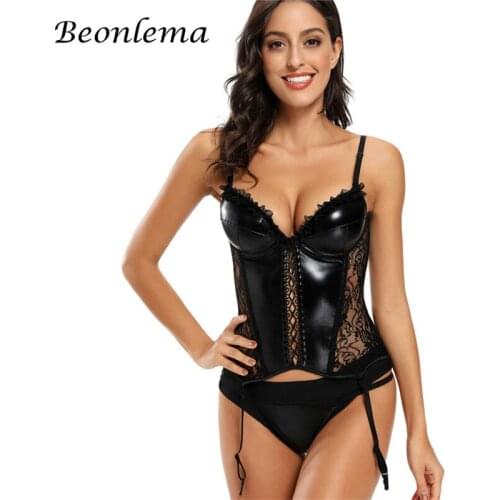 Beonlema Gothic Sexy Corsets Black Bustiers Women Lingerie Corset Plus Size 6XL Goth Clothing See Through Lace Erotic Korset