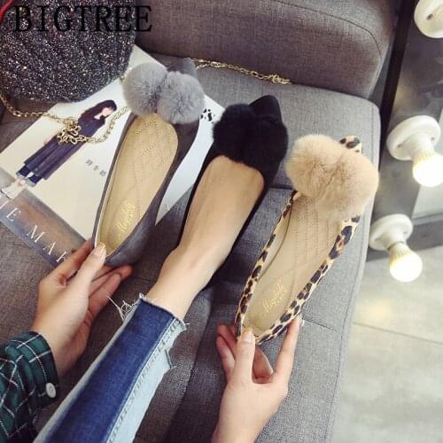 Leopard Shoes Fur Loafers Pointed Toe Flats Elegant Shoes For Woman Boat Shoes Women Creepers Kadin Ayakkabi Mocasines De Mujer