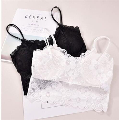 Hot fashion Women ladies Sleeveless Lace floral Crochet Bralette Bras strapless sexy sweet wire free underwear lingerie Tanks W3