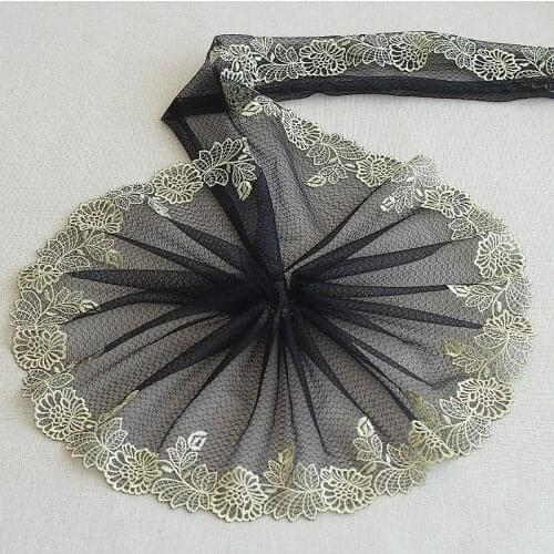 MLAEY 2Yards Black Exquisite Embroidered Flower Lace Trim High Quality Lace Fabric DIY Craft&Sewing Dress Clothing Accessories