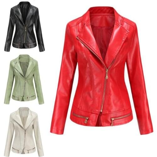 Fashion Ladies Streetwear Spring Autumn PU Leather Jacket Womens Slim Motorcycle Jackets Female Large Size S-4XL Leather Coats