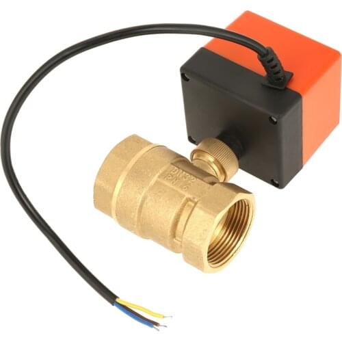 Motorized Valve 220V Electrical Valve G1-1/4 DN32 2-Way 3-Wire 2-Point Control Brass Electrical Motorized Ball Valve for Water