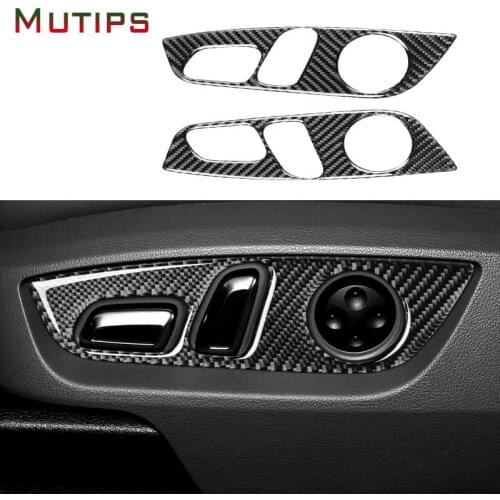 Mutips Car Seat Memory Button Panel Trim Switch Frame Carbon Fiber Sticker Accessories Interior Mouldings For Audi Q7 2008-2015