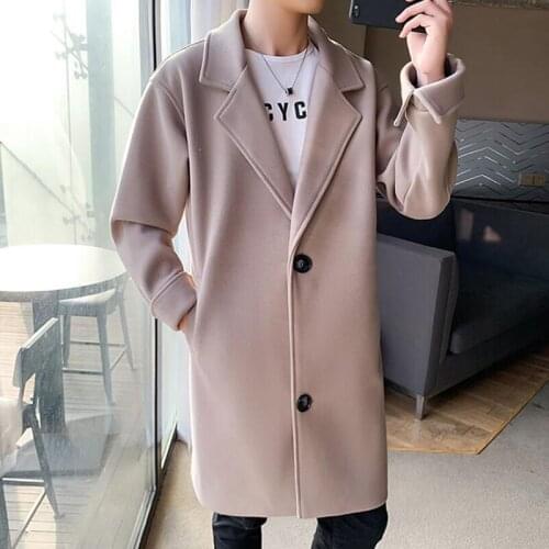 2021 autumn and winter New Man woolen coat large slim long trench coat, fashion slim wild Men slim Woolen Jackets Trench coat