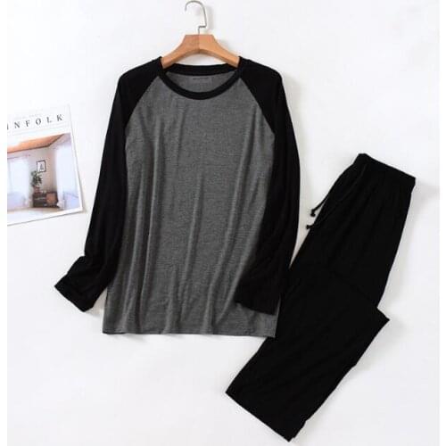 Mens Pajamas Suit Loose Thin Casual Home Wear two-piece Tops Pants Sets