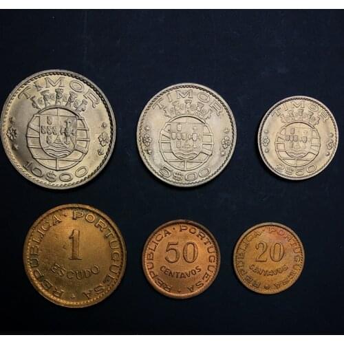 Portuguese East Timor 1970 Set 6 New Genuine Original Coins 100% Real Collect Issuing Coins Unc Aisa