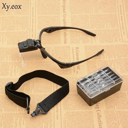 New Adjustable 5 Lens LED Head Light Magnifier Magnifying Glass Loupe Headband