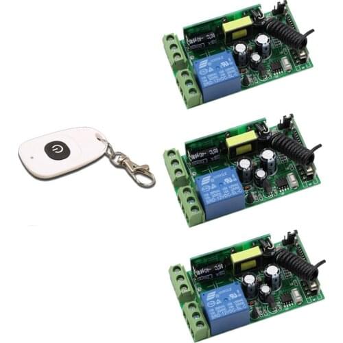 New Style Wide Range Voltage AC85V 110V 220V 220V 250V 1 CH RF Wireless Remote Control Switch 3*Receivers with Cover Transmitter