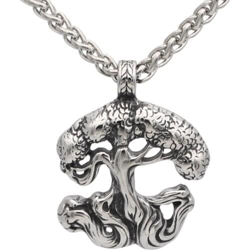 Stainless steel viking tree of life Yggdrasil amulet pendant necklace