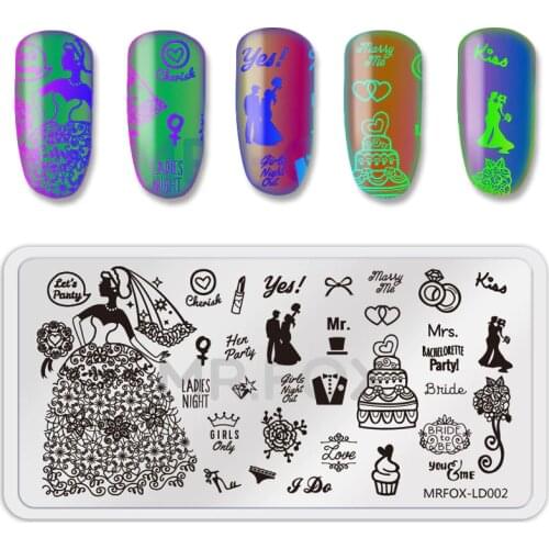 1Pc Love Heart Valentines Day Wedding Series Rectangle Stamping Plate DIY Nail Art Stamp Image Plate Manicure Nail Stencil