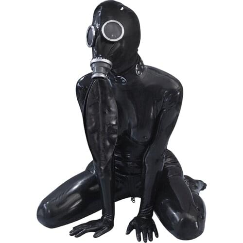 All-Inclusive Fetish Gas Breathing Mask And Bag Set For Latex seal up Clothing Accessory Cosplay black novel Choking Headgear