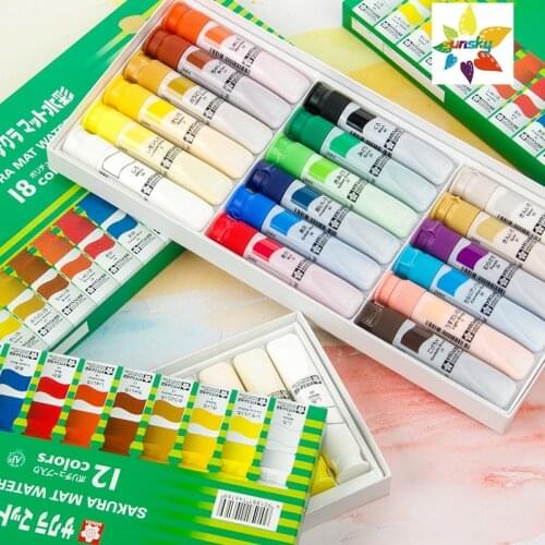 Sakura Semi-transparent water colors,12/15/18/24 Colors Paint mat Watercolor (12ml) Tubes,Good color extension and mixing