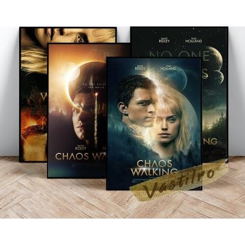 Hot Movie Chaos Walking Poster, Film Character Portrait Art Prints, Movie Star Wall Picture, Living Room Wall Decor, Fans Gift