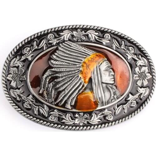 Indian Indigenous Tribal chief head belt buckle Belt DIY accessories Western cowboy style Smooth belt buckle Punk rock style k6