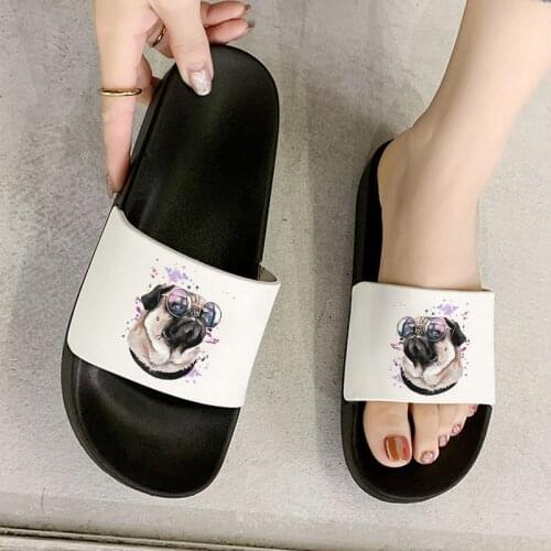 Cute Dog Cartoon Printed women Flat Shoes Slipper Korean version Summer Lady indoor Slippers 90s Girls Harajuku Mujer