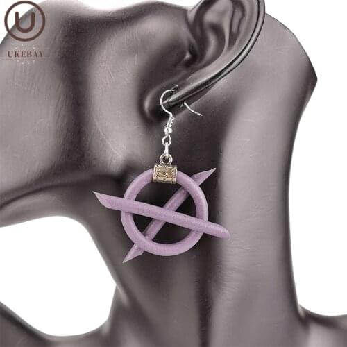 UKEBAY Steering Wheel Shape Drop Earrings For Women Purple Jewelry Earrings Gift Girl Designer Handmade Strange Ear Accessories