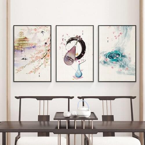Chinese Ink Traditional Fengshui Calligraphy Posters and Prints Oriental Living Room Wall Art Pictures Home Deco Canvas Painting