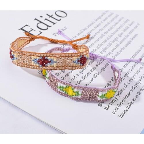 Bohemian Handmade Woven Bracelets Wristband for Women Bead Braided Bracelet Adjustable Beaded Bracelet Boho Bracelets
