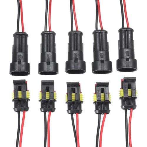 5 Pairs Waterproof Male Female Electrical Connectors Plug 2-Pin Way With Wire For Car Motorcycle Scooter Marine Mayitr