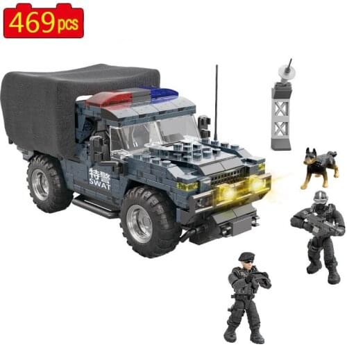 Military Series World War II Logistic Support Armored Vehicle Mini Police Dog SWAT Building Blocks Bricks Toys Gifts