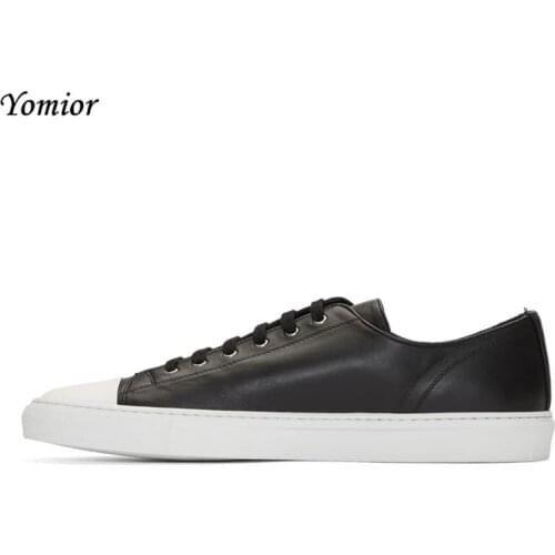 Yomior New Design Handmade White Shoes Men Gentleman Cow Leather Lace-Up Casual Shoes Fashion Pink Blue Flats Unisex Loafers