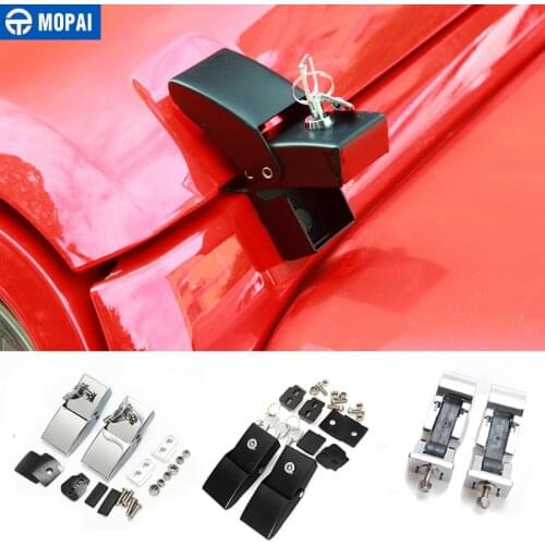 MOPAI Metal Car Exterior Lock Hood Latch Catch Set With Lock for Jeep Wrangler JK 2007+ Engine Cover Car Accessories Styling