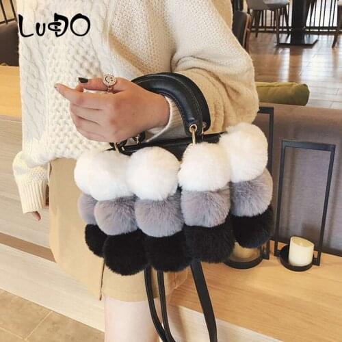 2020 New Luxury Winter Faux Fur Ladies Cute Tote Bag Women Designer Handbag Hair Ball Shoulder Messenger Bags Bolsos Mujer Sac