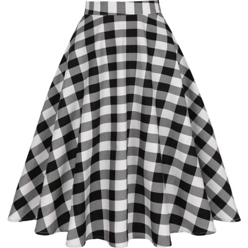 2021 spring new cotton midi long skirt black white red striped female plaid skirt mujer femme ss0006