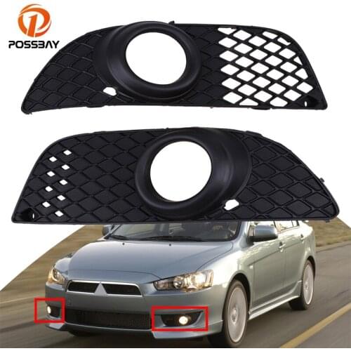 POSSBAY 1 Pair Car Fog Lights Front Lower Bumper Grille Black Auto Decoration Cover Fit for Mitsubishi Lancer 2008-2014 8321A089