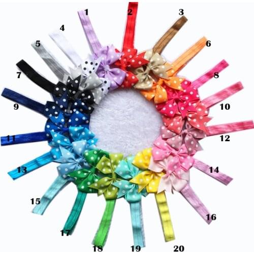 100 pcs/lot , Polka Dot Bow Headbands Bowknot on Elastic Headband