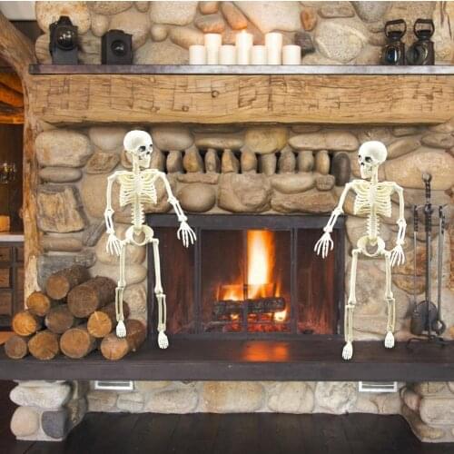 16-Inch Halloween Skeleton Horror Luminous Movable Skull Skeleton Halloween Props Ghost Festival Movable Skull Decoration