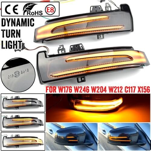 2pcs Dynamic Turn Signal LED Light Side Mirror Indicator For Mercedes Benz W204 CLA A B C E S GLA GLK CLS Class W176 W212