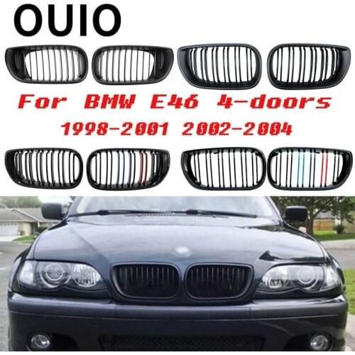 2X Black Front Grill Grilles Kidney Replacement for BMW E46 Sedan 4 door 1998 1999 2000 2001 2002-2004 M Power Sport Accessories