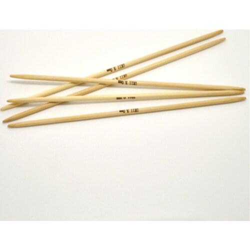 20cm Bamboo DP Yarn Knitting Needle Hand Sewing Crochet Hook Set Sewing Sweater Weave Accessories( UK Size 11/3.0mm ), 5PCs/Set