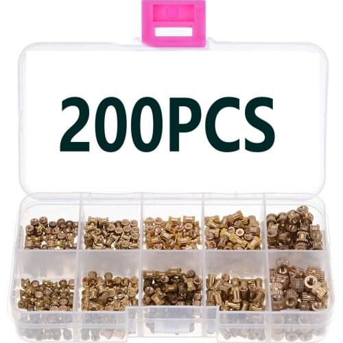 500 pcs of M2 M2.5 M3 Internal Thread Knurled Brass Thread Insert Nut Combination Kit Double Pass Knurled Nut Copper Fastener