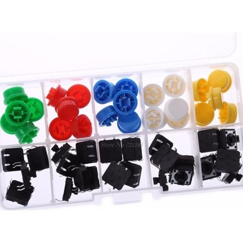 25 Pcs 12x12x7.3mm Momentary Tactile Push Button Touch Micro Switch 4P PCB With Cap Dropship