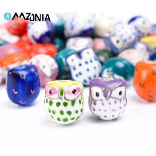 5/10/15pcs/lot Animal Charms Ceramic Beads 16x14mm Owl Shape Porcelain Ceramic Bracelet Craft DIY Beads Jewelry Accessories