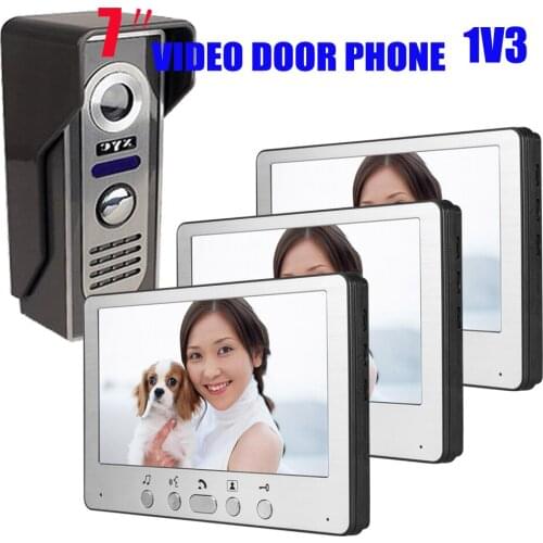 7 Inch Screen With 3 Monitor Zinc Alloy Wired Intercom Video Door Phone