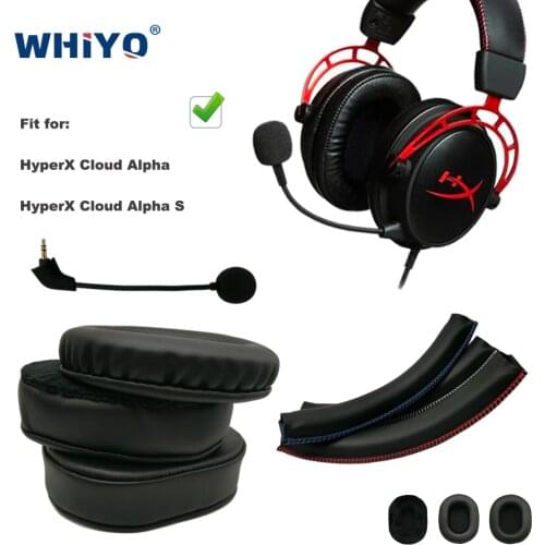 Velvet Leather Replacement Parts for HyperX Cloud Alpha, S Headset Ear Pads Microphone Bumper Mic Headband Earmuff