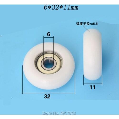 Free Shipping 10pcs 6*32*11 626zz bearing roller pulley for pom plastic coated bearing pulley