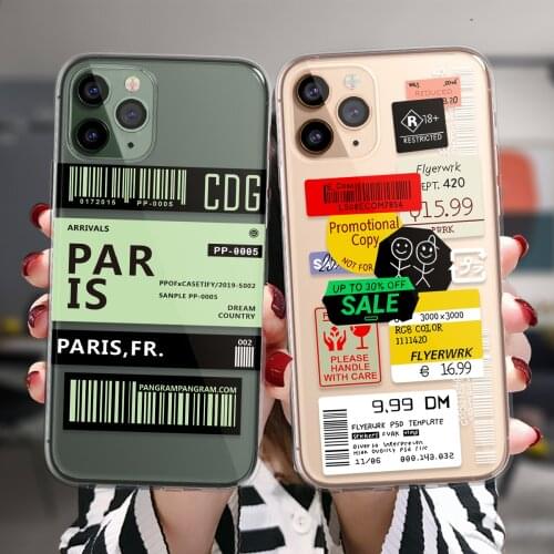 Phone Cases For iPhone 12 11 Pro XS Max 6S 8 7 Plus X XR 5S SE 2020 Mini Retro Bar Code Label Smile Face Art Cute Silicone Cover