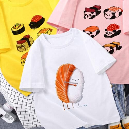 2 Colors Children T-shirt For Boys Girls Sushi Cat Sloth Summer Kids Tops Baby Kids Tshirts Blouse Clothes 24M-9T Years Novelty