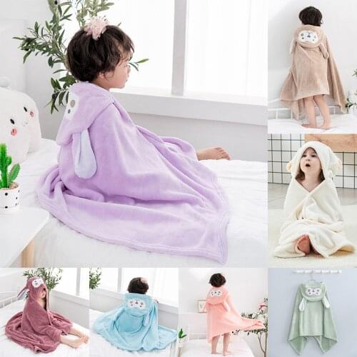 70*140cm Baby Bath Towels Ultra-soft Kids Hooded Cloak Cartoon Bathrobe